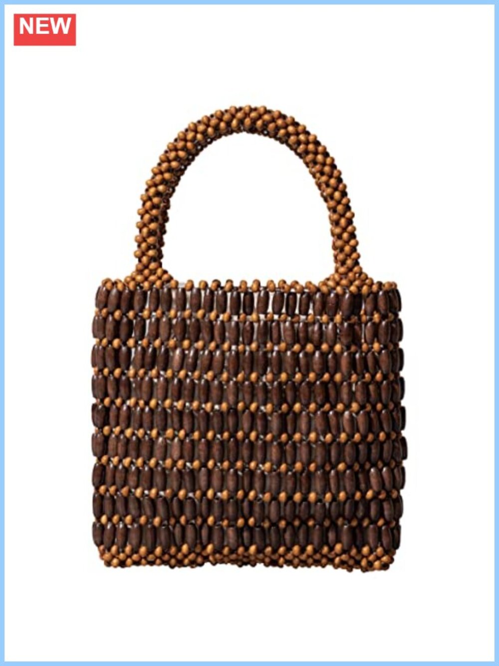 Small Wooden Bead Woven Handbag Clutch Purse Women Retro Tote